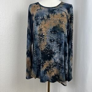 Vocal Top Womens Small Tunic Boho Tie Dye Studded Festival Grunge Soft Goth Edgy